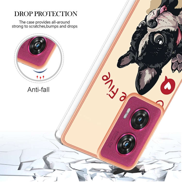 For Motorola Edge 50 Fusion Electroplating Marble Dual-side IMD Phone Case(Lucky Dog)