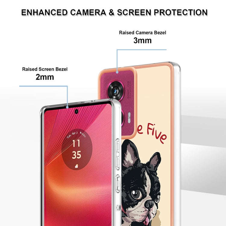 For Motorola Edge 50 Fusion Electroplating Marble Dual-side IMD Phone Case(Lucky Dog)