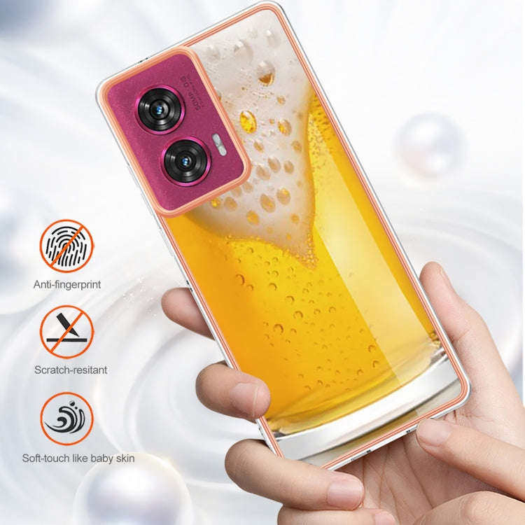 For Motorola Edge 50 Fusion Electroplating Marble Dual-side IMD Phone Case(Draft Beer)
