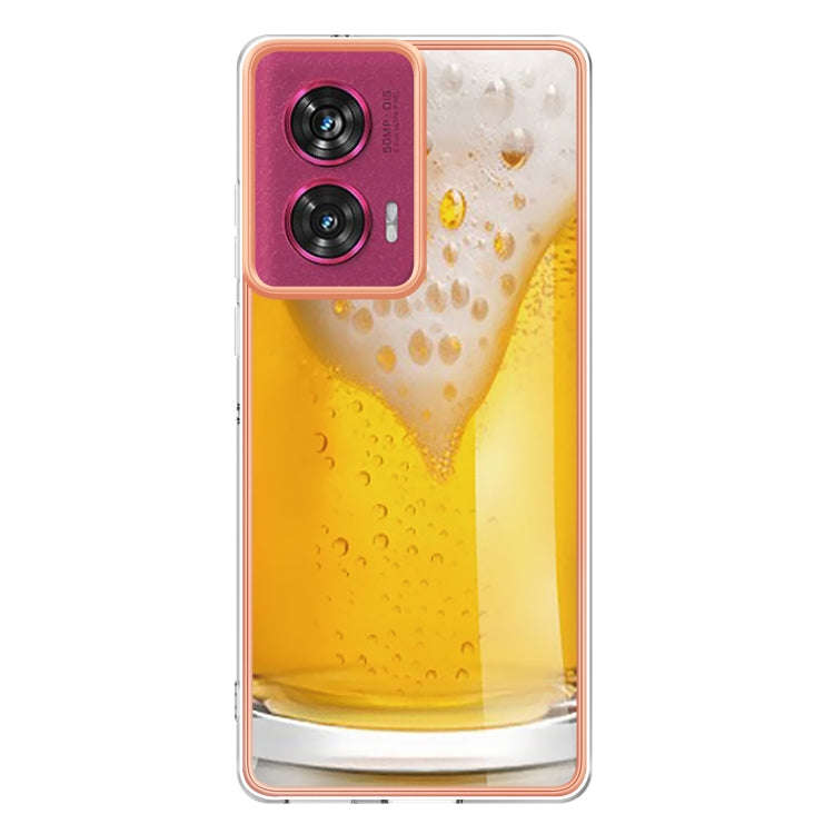 For Motorola Edge 50 Fusion Electroplating Marble Dual-side IMD Phone Case(Draft Beer)