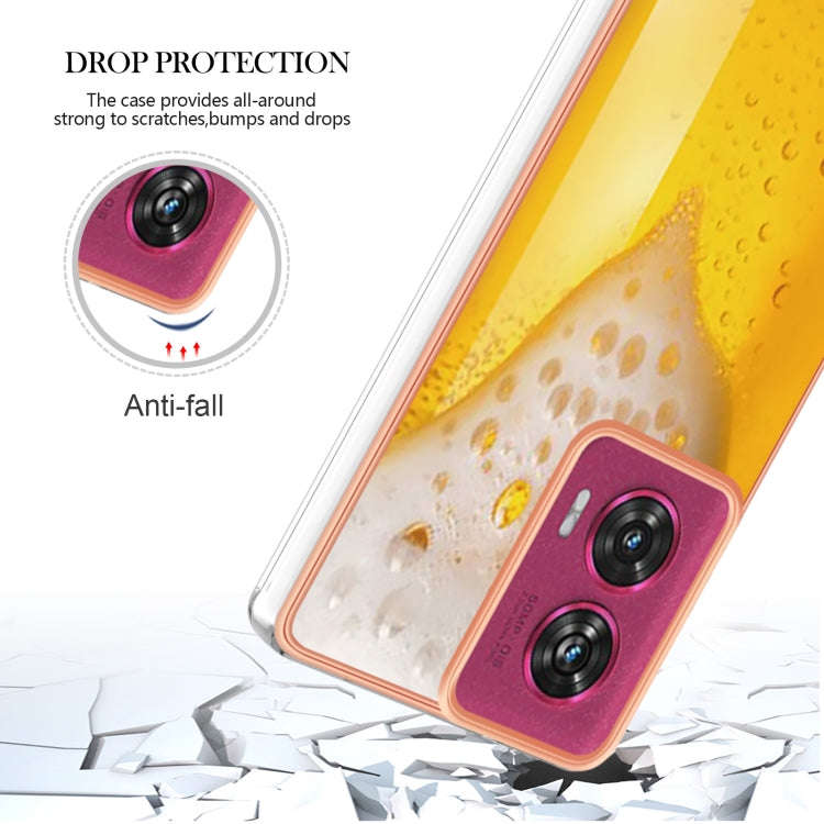 For Motorola Edge 50 Fusion Electroplating Marble Dual-side IMD Phone Case(Draft Beer)