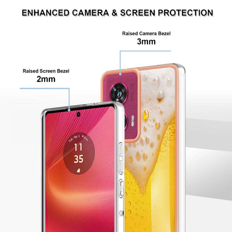 For Motorola Edge 50 Fusion Electroplating Marble Dual-side IMD Phone Case(Draft Beer)
