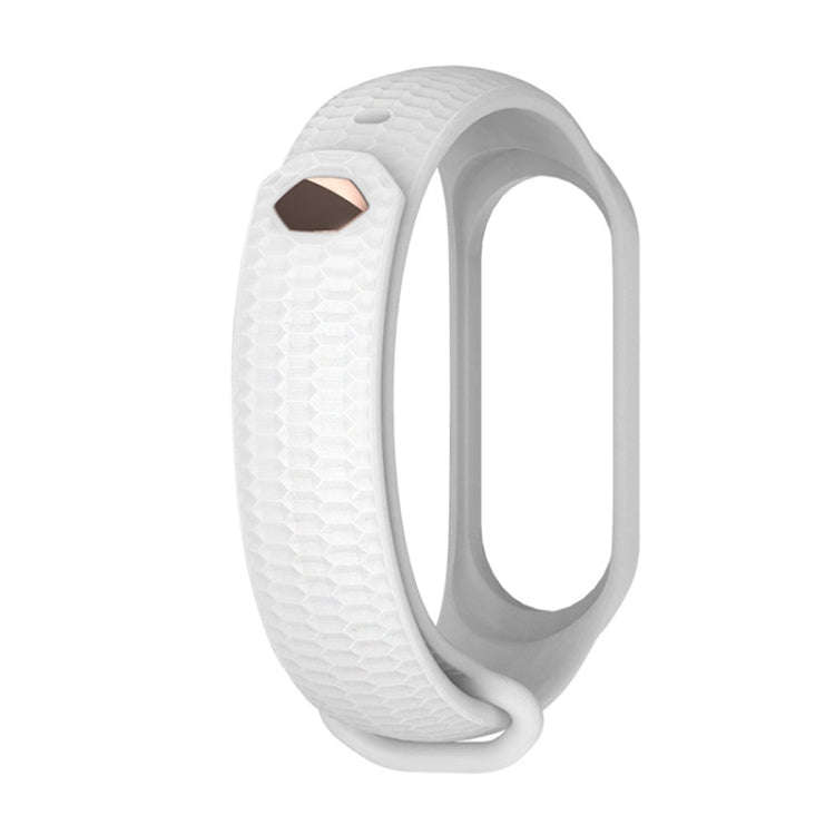 For Xiaomi Mi Band 3 / 4 Mijobs Honeycomb Textured Silicone Watch Band, Aurora Positive Buckle(Wh...