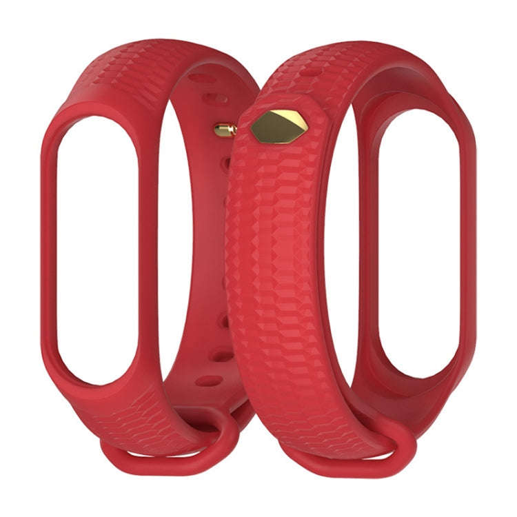 For Xiaomi Mi Band 3 / 4 Mijobs Honeycomb Textured Silicone Watch Band, Aurora Positive Buckle(Red)