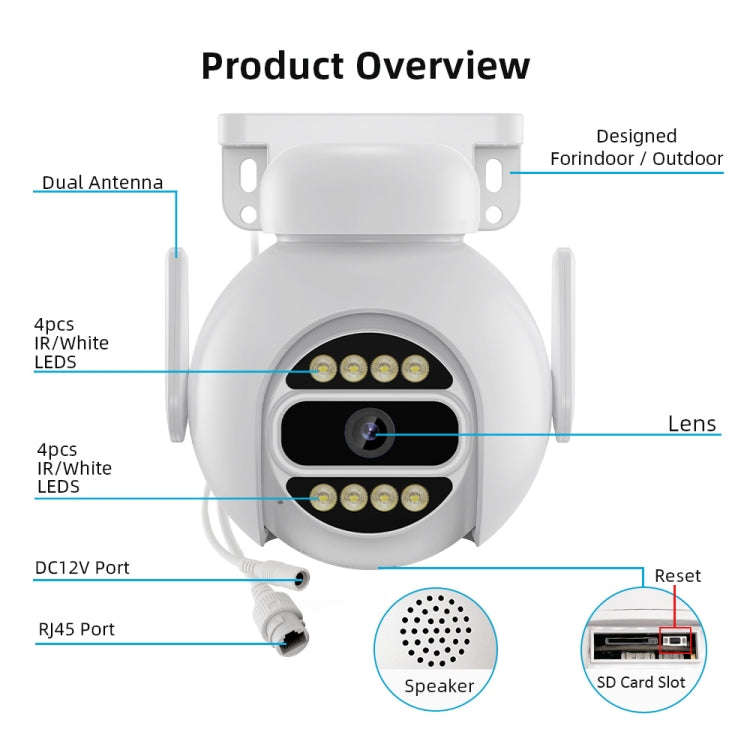 A8-C2 2MP Smart WiFi Surveillance IP Camera, Dual-light Full Color Night Vision / Two Way Audio /...