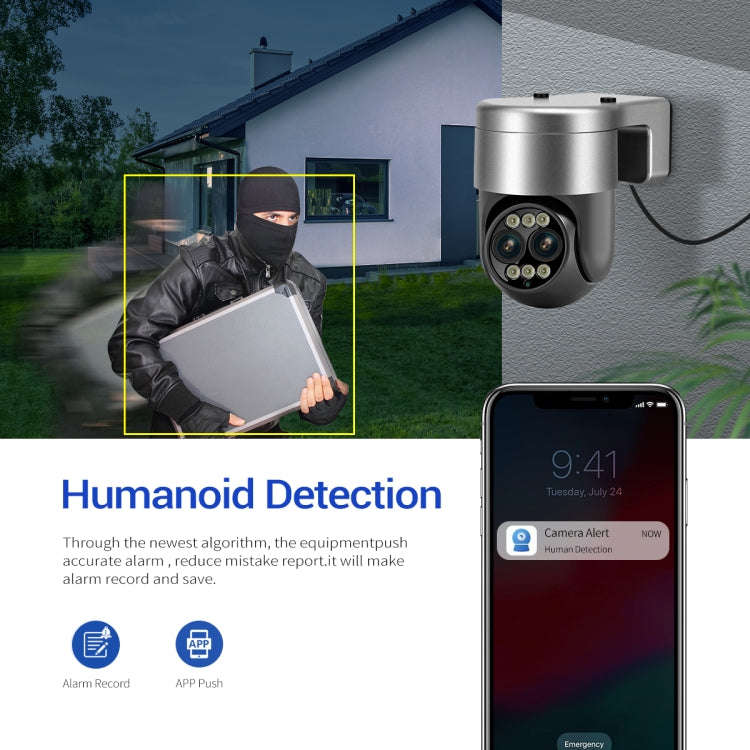 ESCAM G03 2x4MP Dual Lens Zoom 8X Dual Light Source WiFi Camera Support Two-way Voice & Motion De...