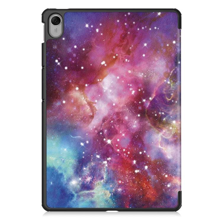 For Huawei MatePad 11.5 2023 Custer Painted 3-Fold Holder Smart Leather Tablet Case(Galaxy Nebula)