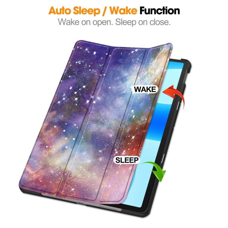 For Huawei MatePad 11.5 2023 Custer Painted 3-Fold Holder Smart Leather Tablet Case(Galaxy Nebula)