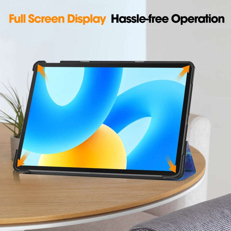 For Huawei MatePad 11.5 2023 Custer Painted 3-Fold Holder Smart Leather Tablet Case(Galaxy Nebula)
