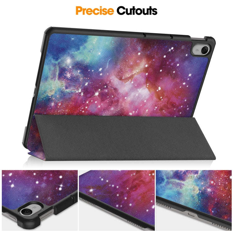 For Huawei MatePad 11.5 2023 Custer Painted 3-Fold Holder Smart Leather Tablet Case(Galaxy Nebula)