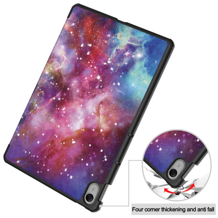 For Huawei MatePad 11.5 2023 Custer Painted 3-Fold Holder Smart Leather Tablet Case(Galaxy Nebula)