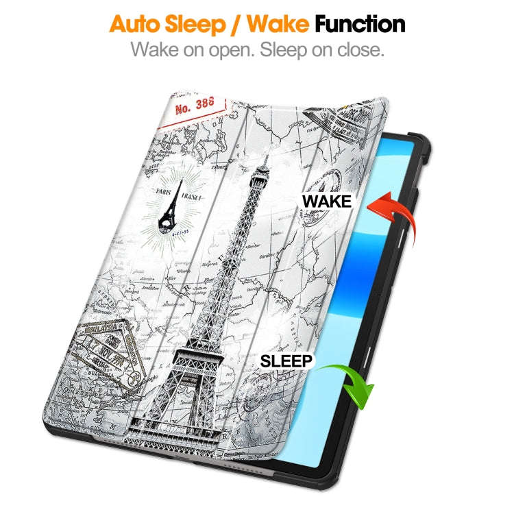 For Huawei MatePad 11.5 2023 Custer Painted 3-Fold Holder Smart Leather Tablet Case(Retro Tower)