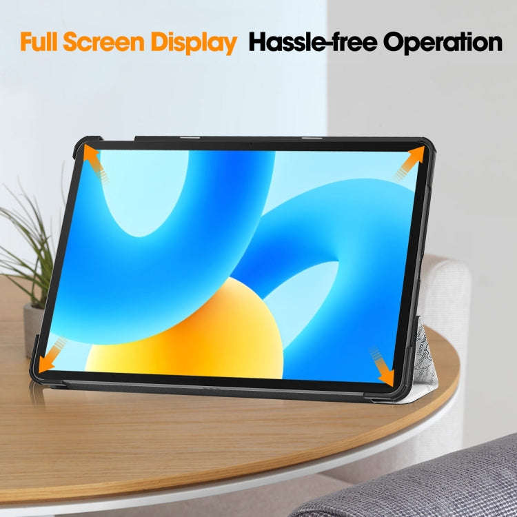 For Huawei MatePad 11.5 2023 Custer Painted 3-Fold Holder Smart Leather Tablet Case(Retro Tower)