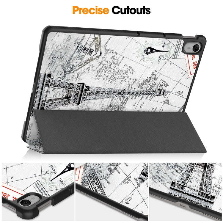 For Huawei MatePad 11.5 2023 Custer Painted 3-Fold Holder Smart Leather Tablet Case(Retro Tower)