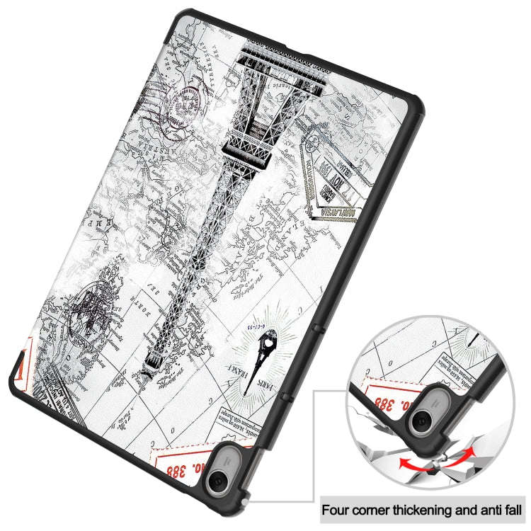 For Huawei MatePad 11.5 2023 Custer Painted 3-Fold Holder Smart Leather Tablet Case(Retro Tower)