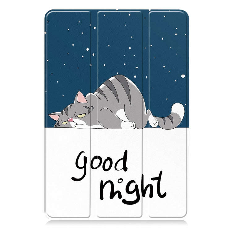 For Huawei MatePad 11.5 2023 Custer Painted 3-Fold Holder Smart Leather Tablet Case(Lazy Cat)