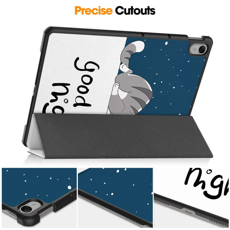 For Huawei MatePad 11.5 2023 Custer Painted 3-Fold Holder Smart Leather Tablet Case(Lazy Cat)