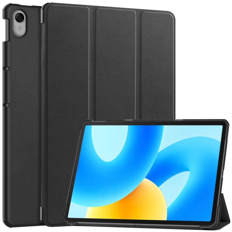 For Huawei MatePad 11.5 2023 Custer Texture 3-Fold Holder Leather Tablet Case(Black)