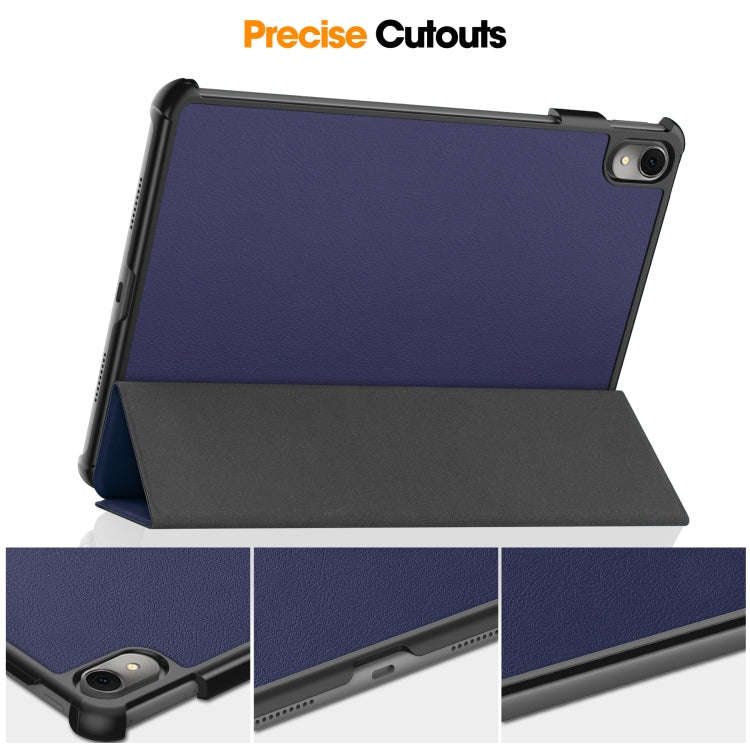 For Huawei MatePad 11.5 2023 Custer Texture 3-Fold Holder Leather Tablet Case(Dark Blue)