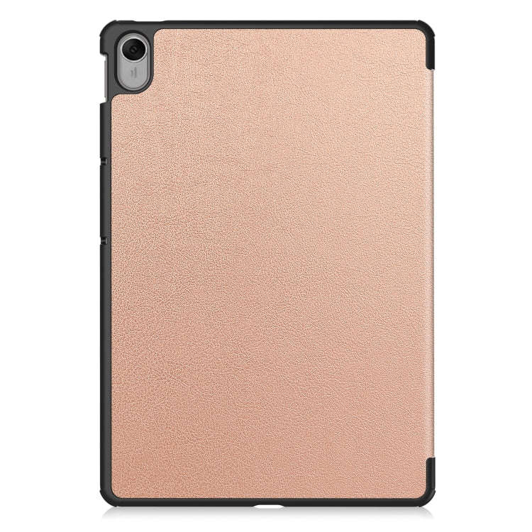 For Huawei MatePad 11.5 2023 Custer Texture 3-Fold Holder Leather Tablet Case(Rose Gold)