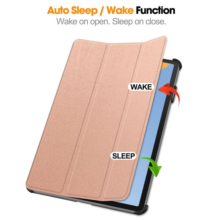 For Huawei MatePad 11.5 2023 Custer Texture 3-Fold Holder Leather Tablet Case(Rose Gold)