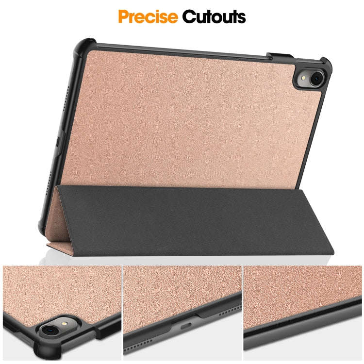 For Huawei MatePad 11.5 2023 Custer Texture 3-Fold Holder Leather Tablet Case(Rose Gold)