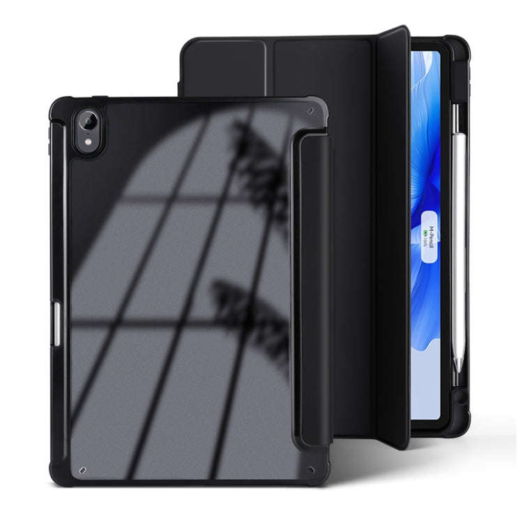 For Huawei MatePad Air 11.5 inch 3-Fold Clear Acrylic Leather Tablet Case(Black)