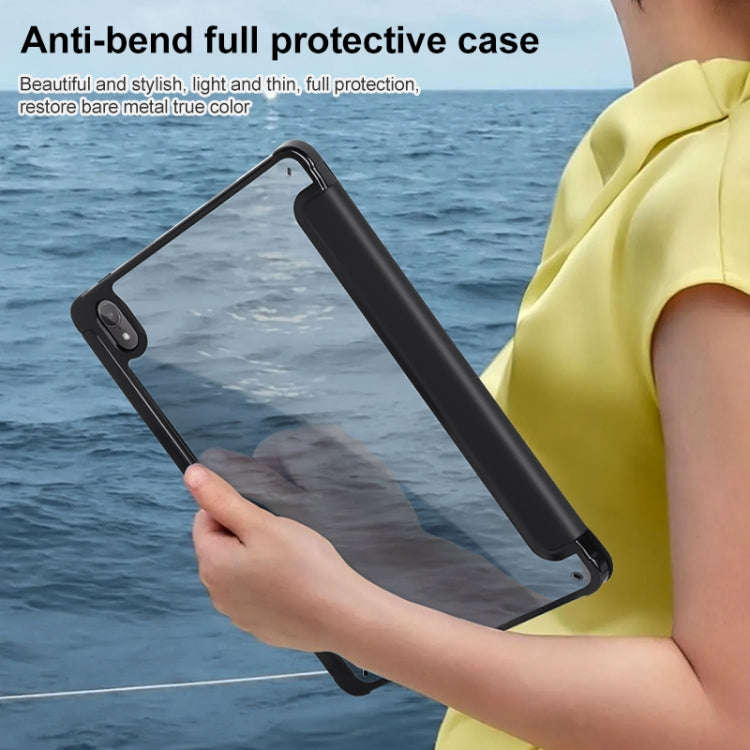 For Huawei MatePad 11 2023 3-Fold Clear Acrylic Leather Tablet Case(Black)