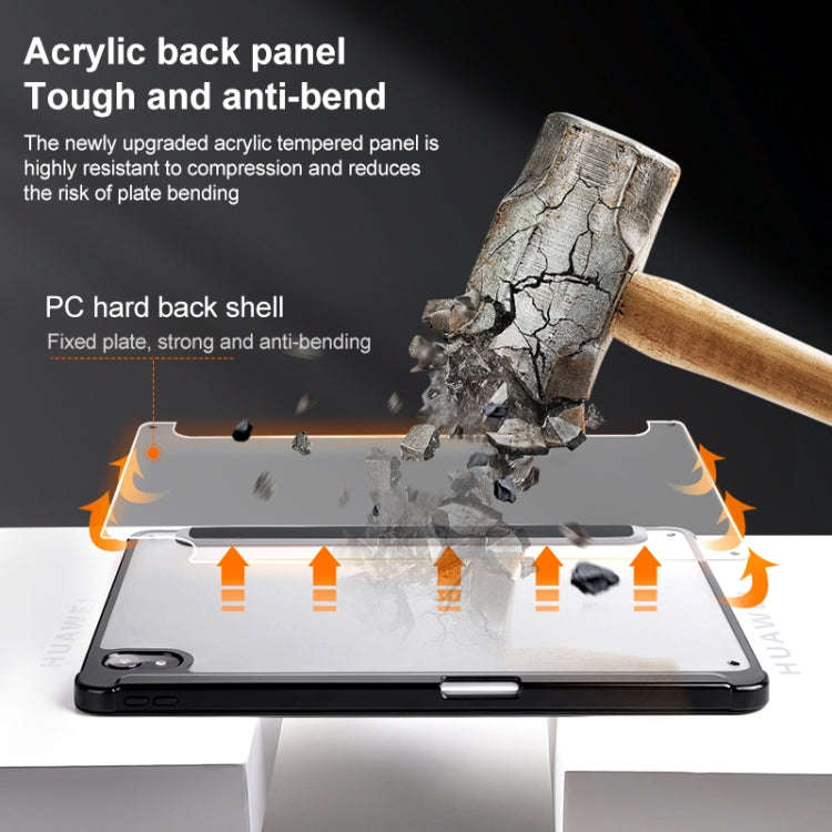 For Huawei MatePad 11 2023 3-Fold Clear Acrylic Leather Tablet Case(Black)