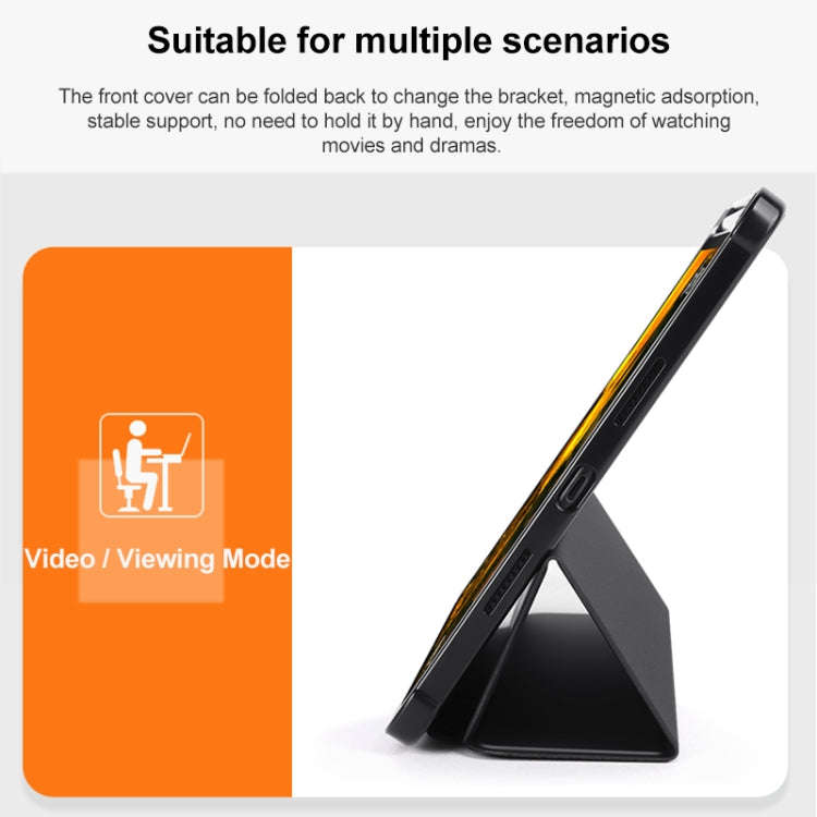 For Huawei MatePad 11 2023 3-Fold Clear Acrylic Leather Tablet Case(Black)