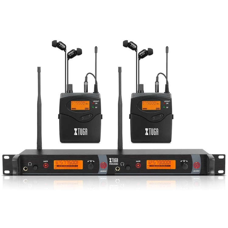 XTUGA RW2080 UHF Wireless Stage Singer In-Ear Monitor System 2 BodyPacks(AU Plug)