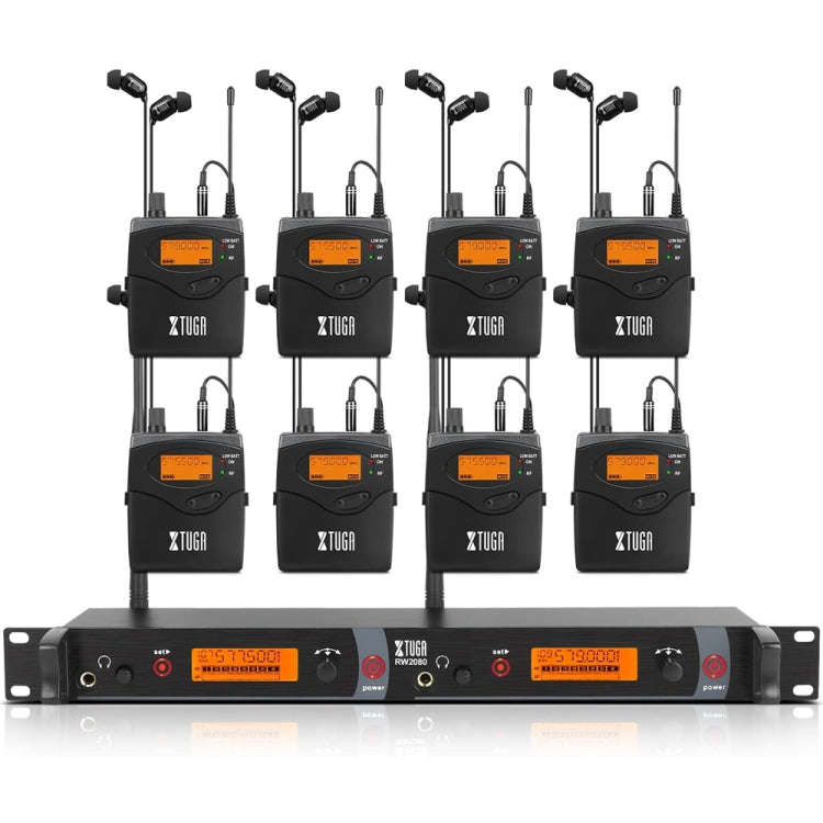 XTUGA RW2080 UHF Wireless Stage Singer In-Ear Monitor System 8 BodyPacks(US Plug)