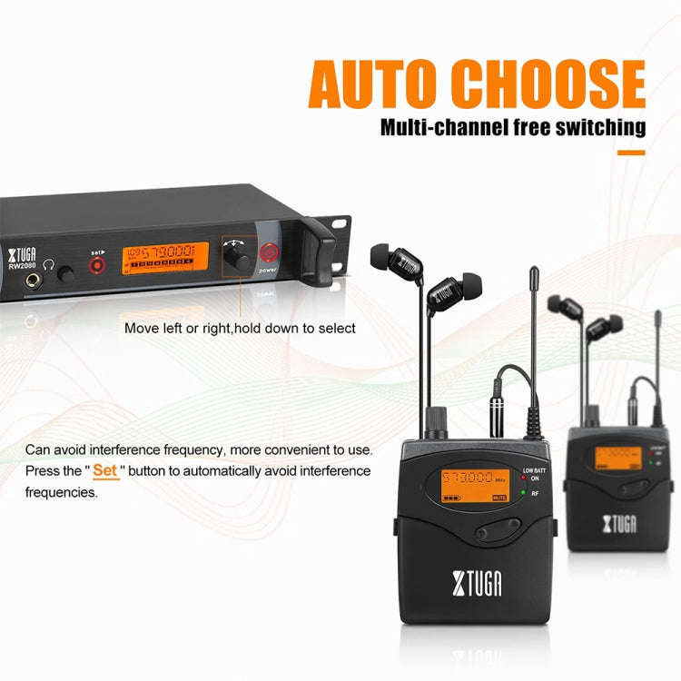 XTUGA RW2080 UHF Wireless Stage Singer In-Ear Monitor System 8 BodyPacks(US Plug)