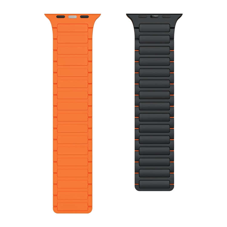 For Apple Watch Series 4 40mm Magnetic Loop Silicone Watch Band(Black Orange)