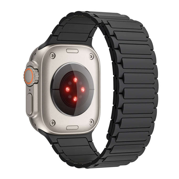 For Apple Watch Series 3 38mm Magnetic Loop Silicone Watch Band(Black)