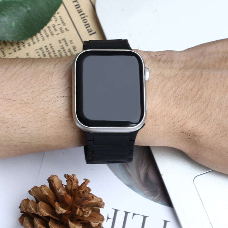 For Apple Watch Series 3 38mm Magnetic Loop Silicone Watch Band(Black)