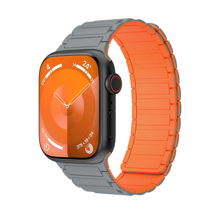 For Apple Watch Series 2 38mm Magnetic Loop Silicone Watch Band(Grey Orange)