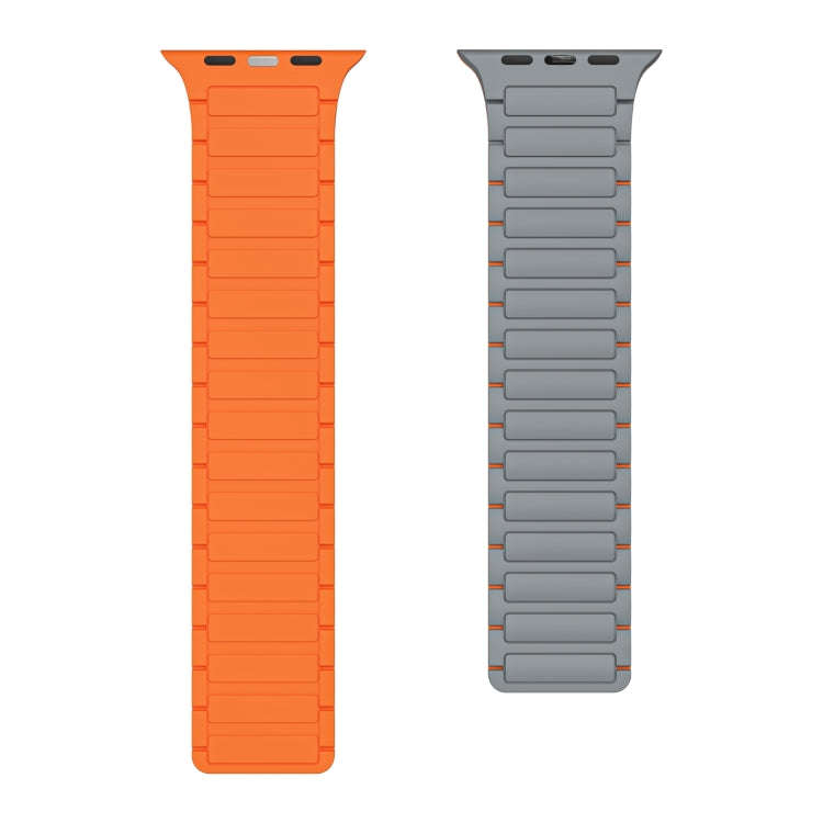 For Apple Watch Series 2 38mm Magnetic Loop Silicone Watch Band(Grey Orange)