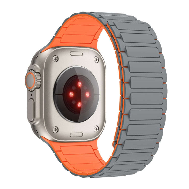 For Apple Watch Series 2 38mm Magnetic Loop Silicone Watch Band(Grey Orange)