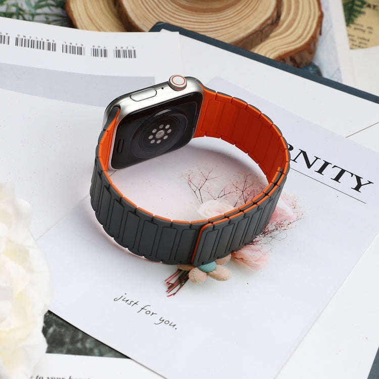 For Apple Watch Series 2 38mm Magnetic Loop Silicone Watch Band(Grey Orange)