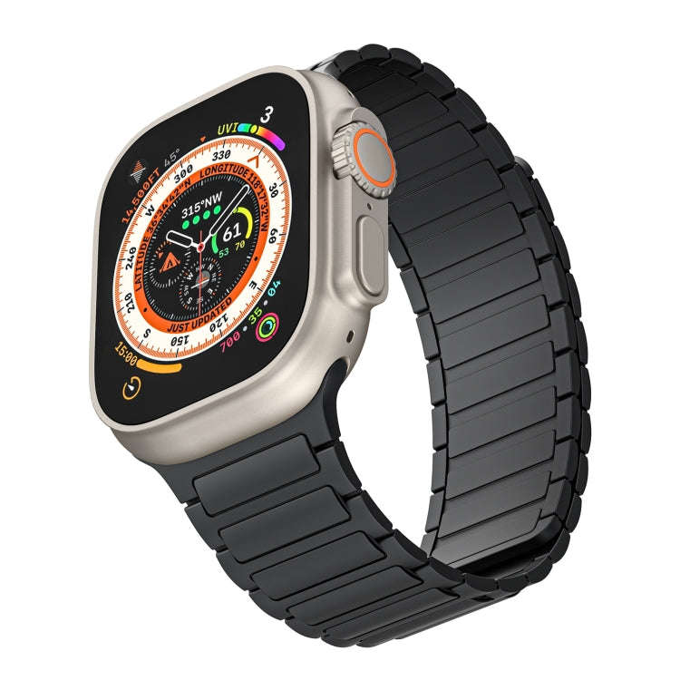 For Apple Watch Series 9 41mm Magnetic Loop Silicone Watch Band(Black)