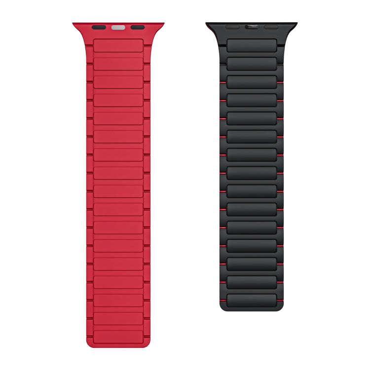 For Apple Watch Series 9 45mm Magnetic Loop Silicone Watch Band(Black Red)