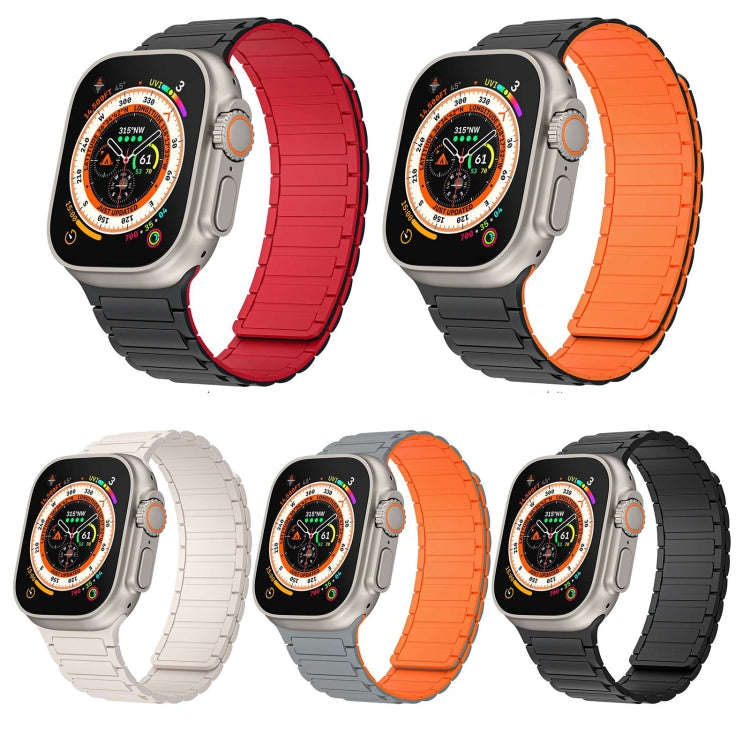For Apple Watch 38mm Magnetic Loop Silicone Watch Band(Grey Orange)