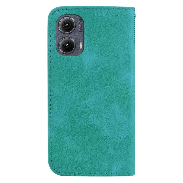 For Motorola Edge 2024 Seven-shaped Embossed Leather Phone Case(Green)