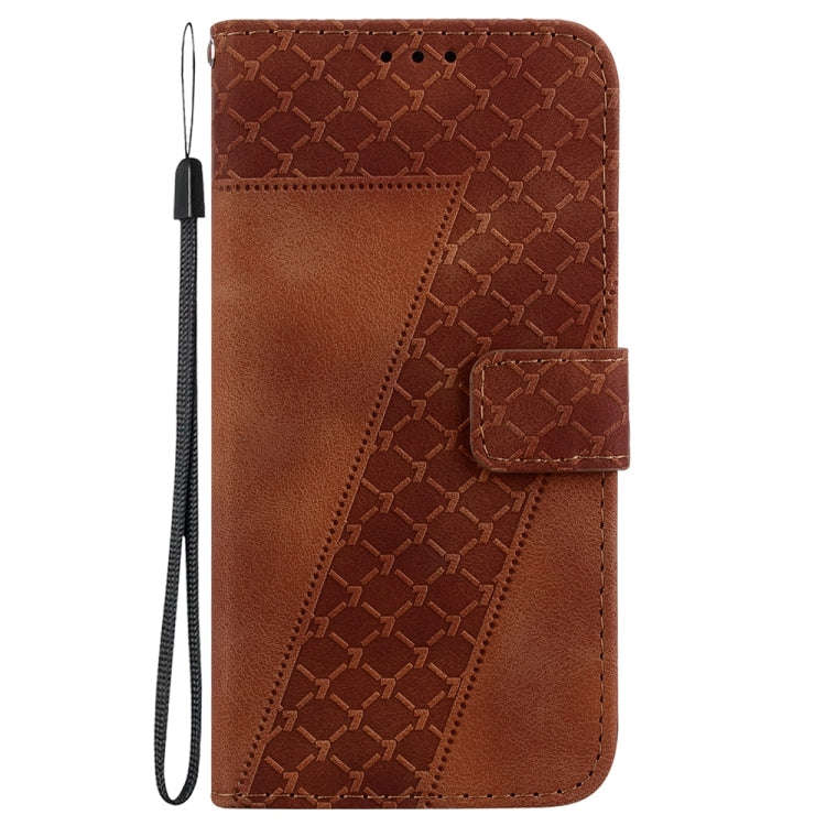 For Motorola Edge 2024 Seven-shaped Embossed Leather Phone Case(Brown)