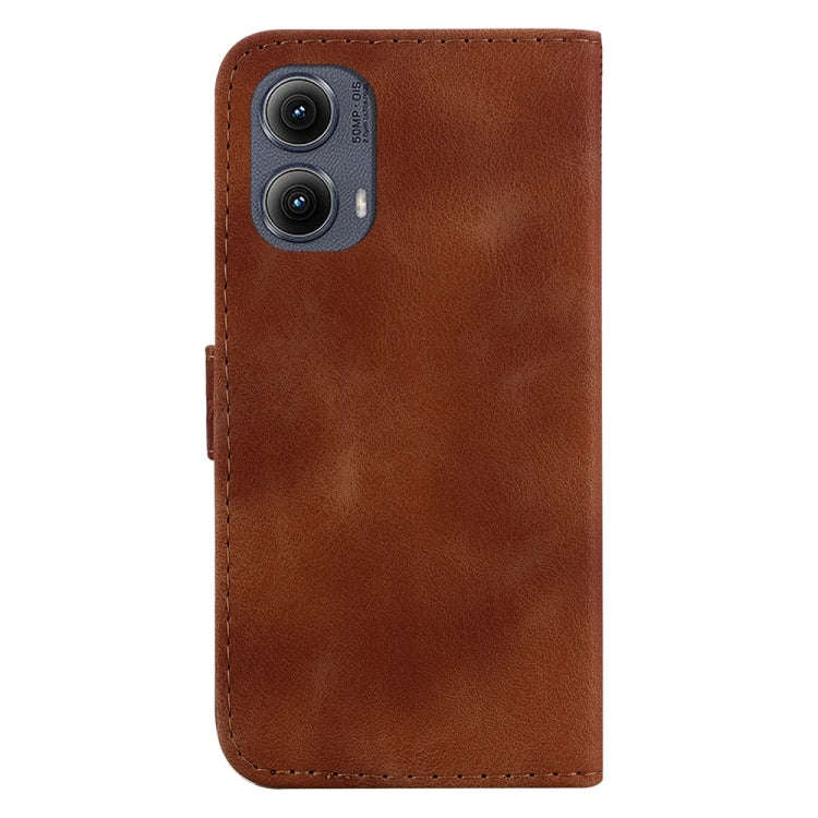 For Motorola Edge 2024 Seven-shaped Embossed Leather Phone Case(Brown)