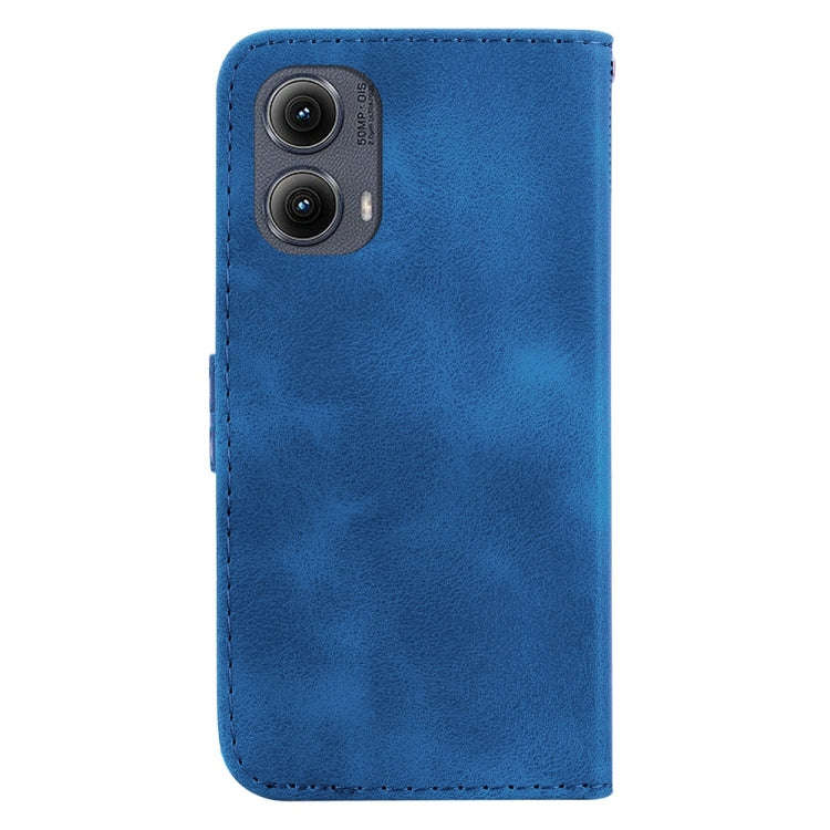 For Motorola Edge 2024 Seven-shaped Embossed Leather Phone Case(Blue)