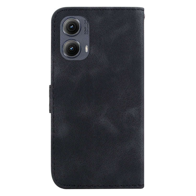 For Motorola Edge 2024 Seven-shaped Embossed Leather Phone Case(Black)