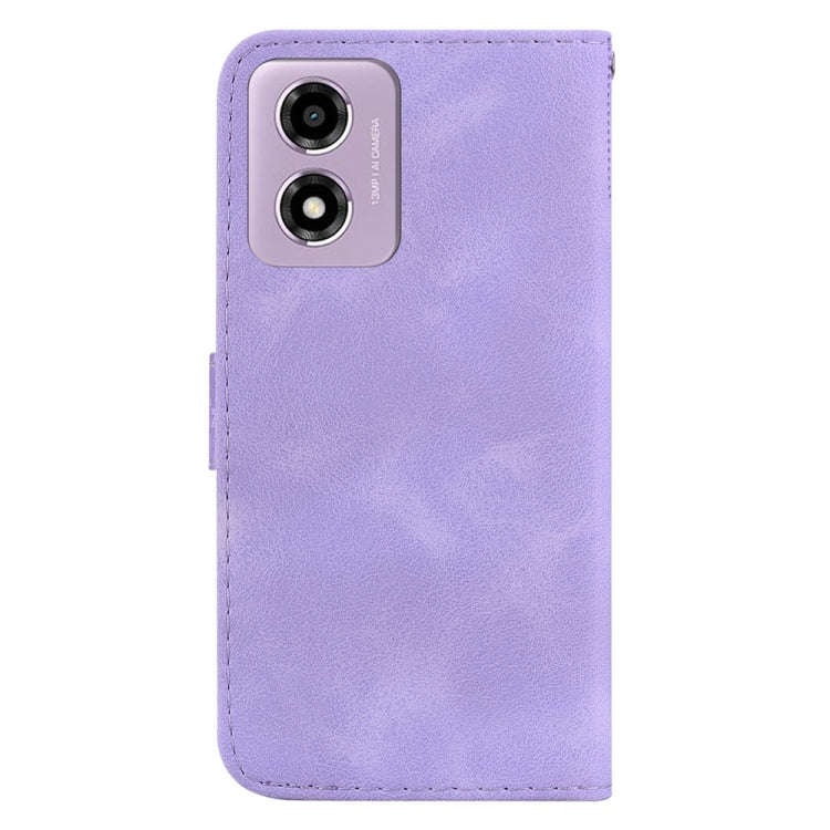 For Motorola Moto G04s / Moto E14 Seven-shaped Embossed Leather Phone Case(Purple)