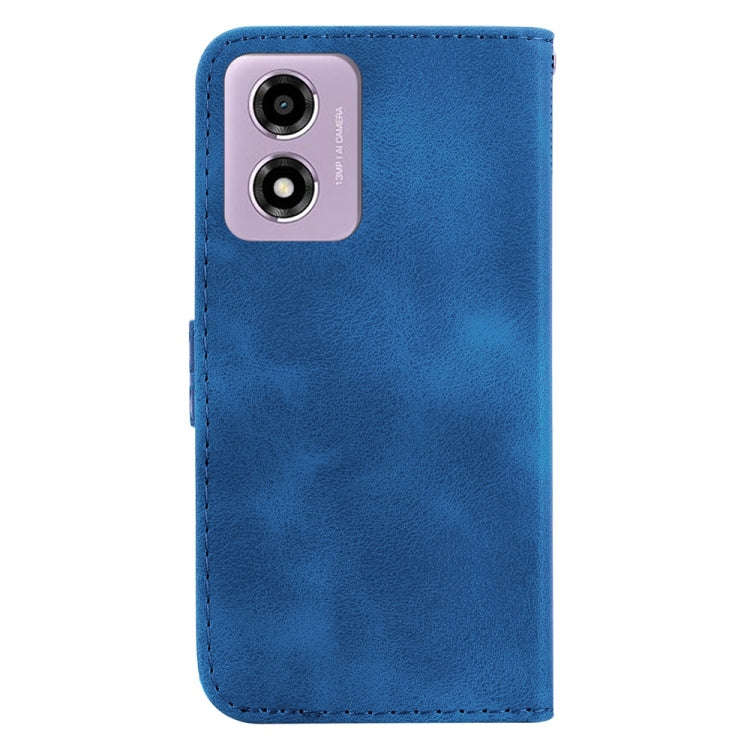 For Motorola Moto G04s / Moto E14 Seven-shaped Embossed Leather Phone Case(Blue)